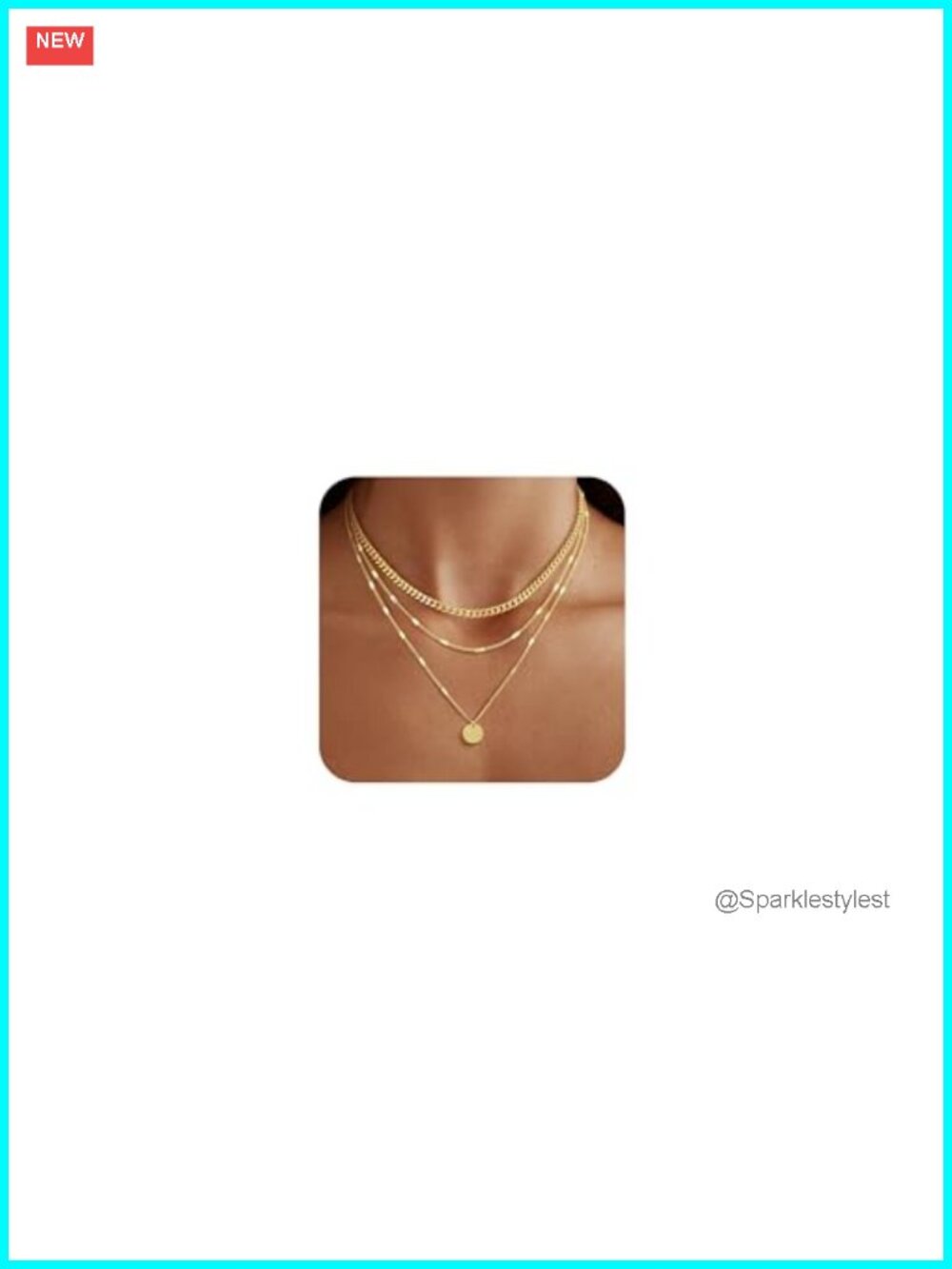 14K Gold Plated Layered Necklace Set with Cuban Link Snake Chain